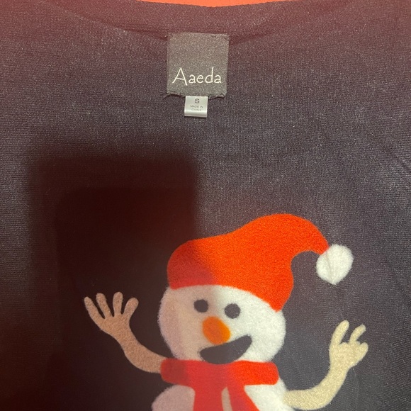 Woman snowman Christmas sweater new without tags AAEDA SIZE SMALL - Picture 9 of 10